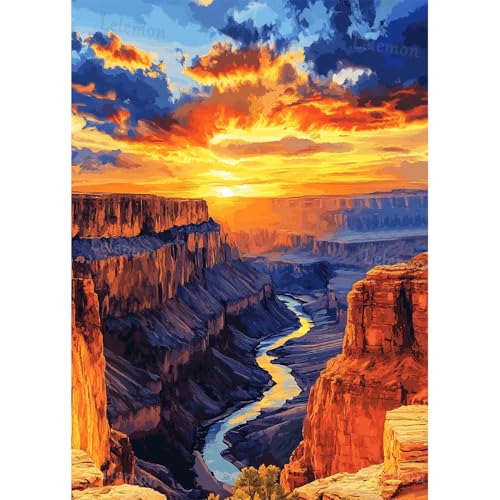 LELEMON Diamond Art Kits for Adults,Diamond Painting Kits for Adults | Grand Canyon National Park 5d Diamond Painting Kit with Diamond Art Accessories for Home Wall Decor 12 x 16inch - color: Grand Canyon National Park