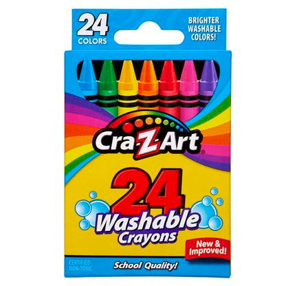 Cra-Z-Art Washable Crayons, Bulk Pack, 24 Count, 6 Packs of Crayons, Bulk School Supplies for Classroom, Back to School Essentials - size: 24 Count (Pack of 6)