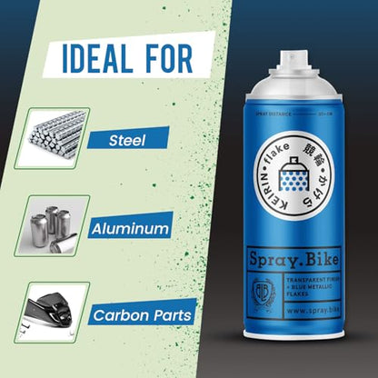 Spray.Bike Keirin Flake Finishing Coat - Hibana Blue, 400ml | Metal Flake Spray Paint Coating | Glitter Spray Paint Topcoat for Steel, Aluminum - color: Flake Blue