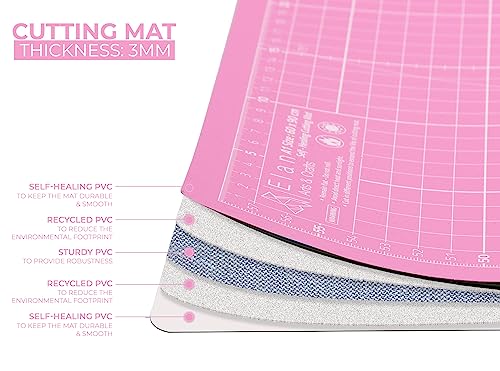 Elan Cutting Mat A3 Pink & Purple, 5-Ply Self Healing Cutting Mat 44 x 30 CM, Recycled PVC Craft Board for Sewing, Hobby Board for Crafts 44x30 CM - style: 44 x 30 CM