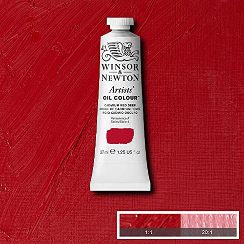 Winsor & Newton Artists' Oil Paint, 37ml Tube, Cadmium Red Deep - color: Cadmium Red Deep, style: 1.25-oz Tube