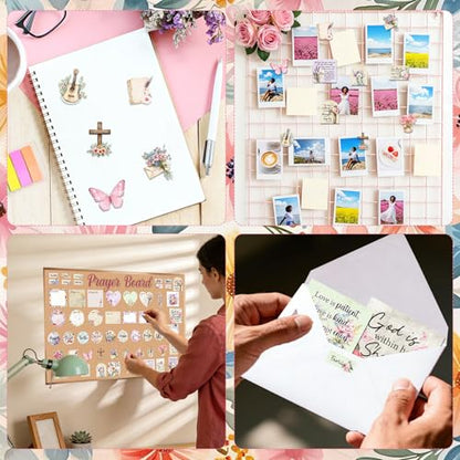 EUOYUFO 114Pcs Floral Prayer Board Kit Christian Gift for Mother's Day Gift Pray for Envelope Set Bible Verse Quotes Prayer Board Supplies DIY Wall Art for Living Room Office(Not Including Board)