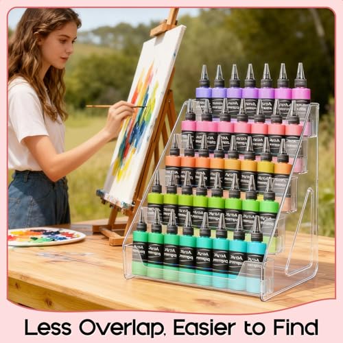 Vowcarol Clear Acrylic Paint Organizer Tall Version - 5 Layers, Miniature Paint Holder, Craft Organizer Rack