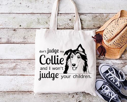 Pet Studio Art Don't Judge My Dog Tote Bag - color: Collie