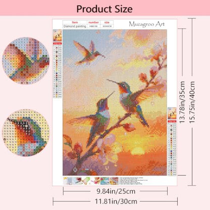 Muzagroo Art 5D Diamond Paintings Kits for Adults Round Full Drill Hummingbird Diamonds Art Kits for Beginners Diamond Art Paintings Gem Art Kits Diamond Dots Kits 30x40cm (Hummingbird) - color: Hummingbird