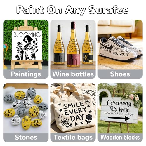 Guangna Black Acrylic Paint Markers, Black Acrylic Paint Pens for Christmas Art, Rock Painting, Wood, Glass, Ceramic, Canvas, Stone, DIY Crafts - color: Black