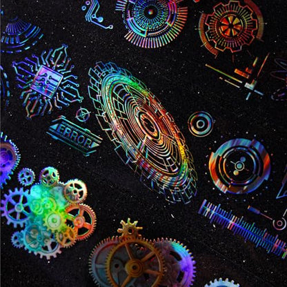 PET Tape Stickers for Journaling Supplies, Gears Journal Tape Stickers - color: Fantasy