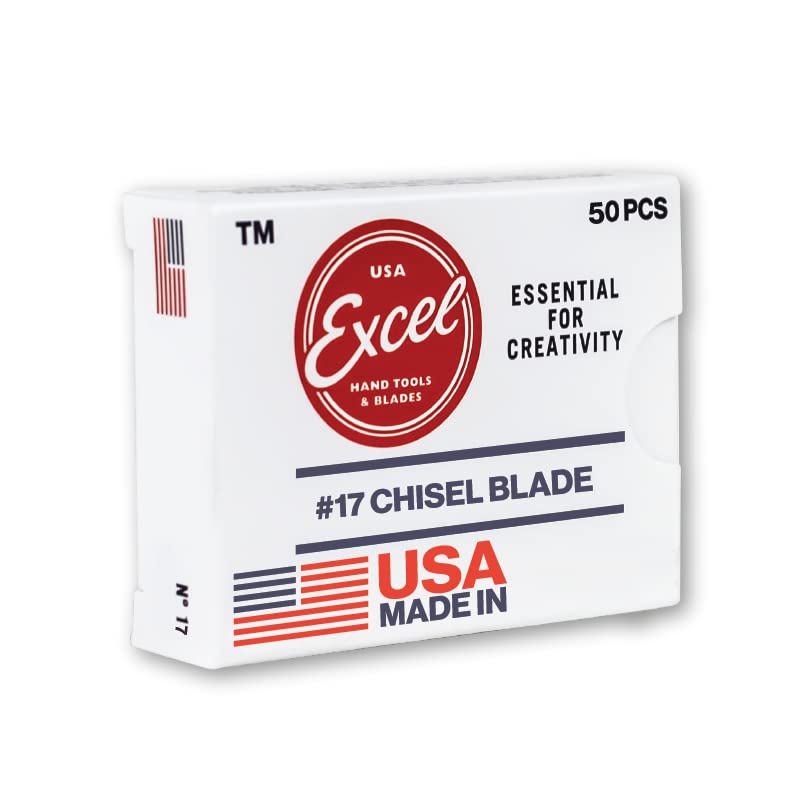 Excel Blades #17 50-Pack Chisel Craft Knife Blades, Carbon Steel, USA Made - size: Pack of 50