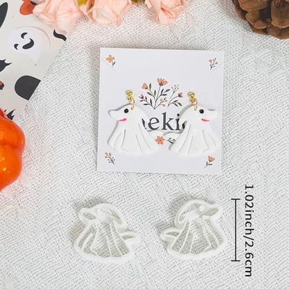 Xaekicr Halloween Ghost Dog Polymer Clay Cutters – Cute Clay Earring Cutters for DIY Jewelry Making, Polymer Clay Molds and Craft Tools, Set of 2 - color: H color