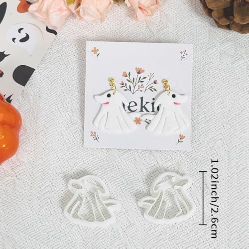 Xaekicr Halloween Ghost Dog Polymer Clay Cutters – Cute Clay Earring Cutters for DIY Jewelry Making, Polymer Clay Molds and Craft Tools, Set of 2 - color: H color
