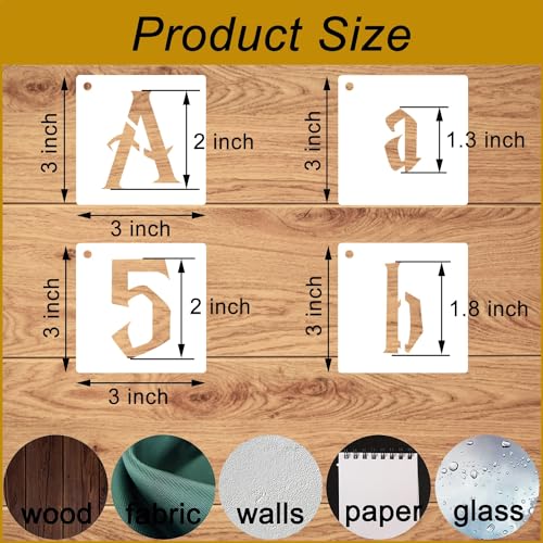 2 Inch Gothic Letter Stencils for Painting, 66 Pcs Reusable Old English Stencils, Calligraphy Letter Number Symbol Drawing Template Kit for Journal Scrapbook Signage DIY Art Project - size: 2 inch