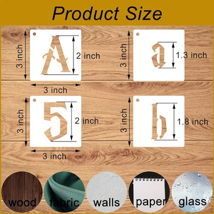 2 Inch Gothic Letter Stencils for Painting, 66 Pcs Reusable Old English Stencils, Calligraphy Letter Number Symbol Drawing Template Kit for Journal Scrapbook Signage DIY Art Project - size: 2 inch