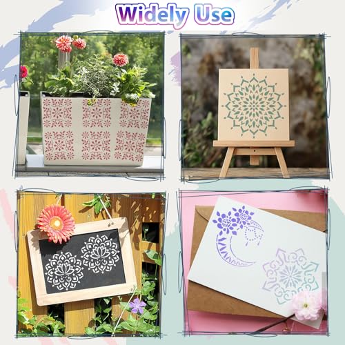 20 Pcs 4x4'' Mandala Stencils for Painting on Wood, Floor, Wall, Tile Fabric, Reusable Furniture Stencils Painting Template Mandala Template for DIY Rock Art Projects Decoration - style: 20PCS Mandala