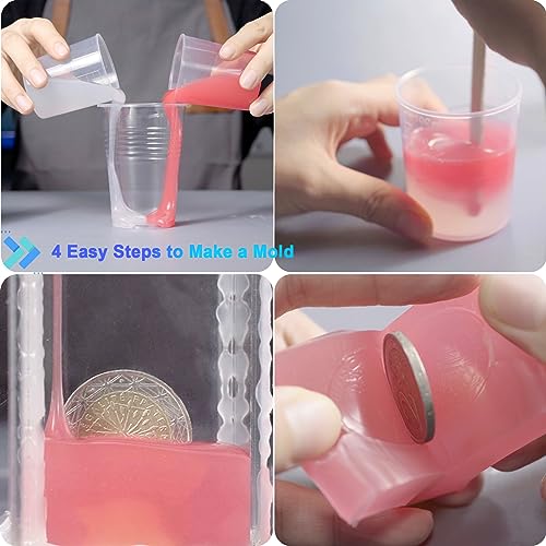 Liquid Platinum Silicone Mold Making Kit 20A Clear 2 Gallons | 1A:1B Mixing -Self Degassing -4 Hrs Quick Cure -Flexible & Firm Well Balanced -Ideal for Resin/Soap/Silicone Molds Making - size: 282 Oz