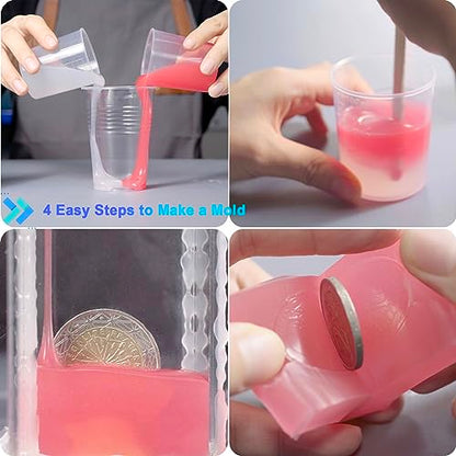 Liquid Platinum Silicone Mold Making Kit 20A Clear 2 Gallons | 1A:1B Mixing -Self Degassing -4 Hrs Quick Cure -Flexible & Firm Well Balanced -Ideal for Resin/Soap/Silicone Molds Making - size: 282 Oz