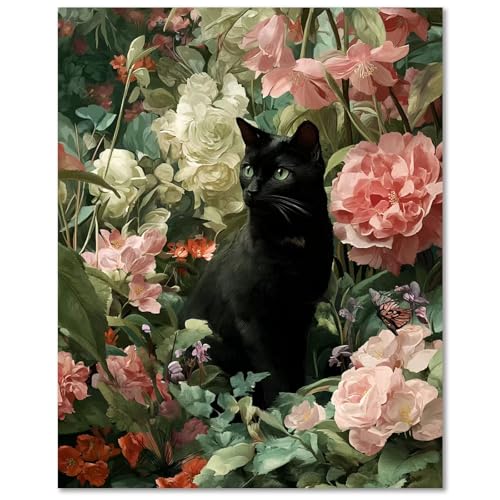 Cat Paint by Numbers Kit for Adults Beginners, Paint by Numbers 16x20 Inch - color: Black Cat (16x20 in)
