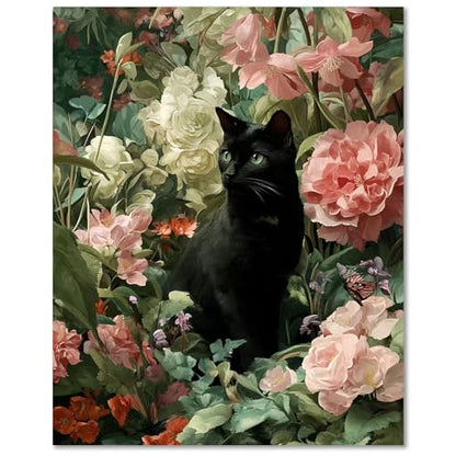 Cat Paint by Numbers Kit for Adults Beginners, Paint by Numbers 16x20 Inch - color: Black Cat (16x20 in)