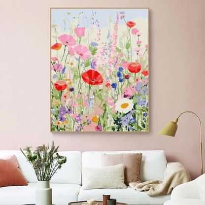 ZRIZQ Flowers Paint by Numbers Kit for Adults Beginner,Wildflowers, 16x20 | Full set with wooden brushes,rolled canvas,rich paints.Calming activity.Beginner friendly.Just open and paint. - color: 16"X20"Rolled Canvas-Wildflowers