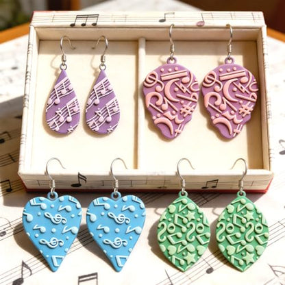 ACRNIGHEET 5 Pcs Polymer Clay Texture Roller, Musical Notes Themed Embossing Rollers Pottery Stamp, Like Texture Sheets Work with Polymer Clay Cutters, Clays Jewelry Making Kit with Storage Box - color: Musical Notes