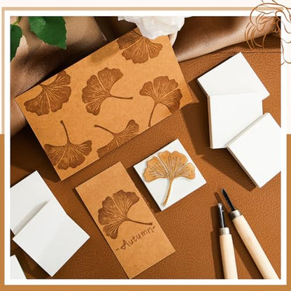 Frienda 24 Pcs 2" X 2" Rubber Carving Blocks Linoleum Blocks for Printmaking, Stamp Making, DIY Crafting, Scrapbook, Painting, Soft and Easy to Carve (White) - color: White