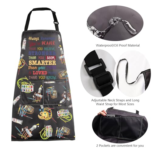 MBMSO Painting Artist Apron with Pockets Artist Painter Gifts Art Lover Gift for Art Teacher Student Painter Apron Waterproof - color: Braver Art Apron-b2