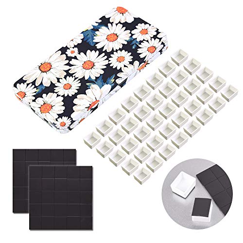 qianshan 40Pcs Empty Half Pans Watercolor Tin Palette with Magnetic Stripe | Travel Tin Palette Case,Portable Artist Paints Half Pan Kits,DIY Watercolor Oils Acrylics Painting Drawing Daisy - color: Daisy