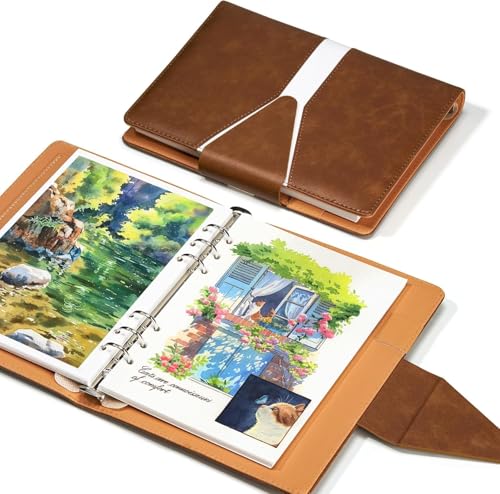 Lightwish Watercolor Sketchbook,100% Cotton Acid Free Watercolor Journal,300gsm/140lb Cold Press Watercolor Paper for Artists,Adults,Students,20 Sheets,Paper 5.8 * 8.2 Inches(A5) - color: Triangle Buckle Brown