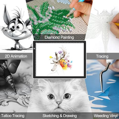 A4 LED Copy Board Tracing Light Box, USB Power LED Trace Light Pad - color: A4-21C-white