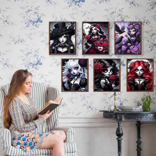 6-Pack Halloween Diamond Art Kits for Adults, Diamond Painting 12x16 Inch - color: DD014