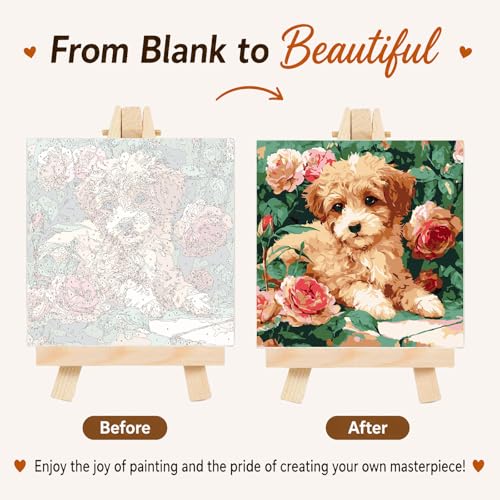 AUKELHJ Framed Paint by Numbers Kit for Adults, Dog, 10x10 inch - color: 07-Dog