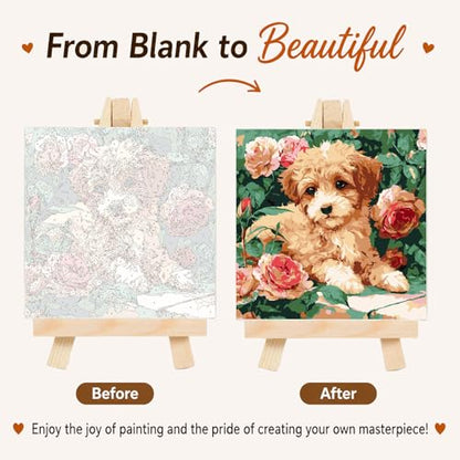 AUKELHJ Framed Paint by Numbers Kit for Adults, Dog, 10x10 inch - color: 07-Dog