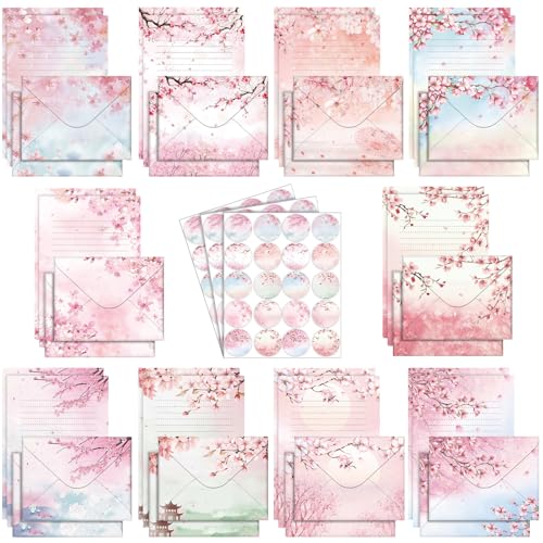 TaoBary 160 Pcs Cherry Blossom Stationery Paper and Envelopes Set - size: 5.5 x 8.25 Inch, style: Cherry Blossom