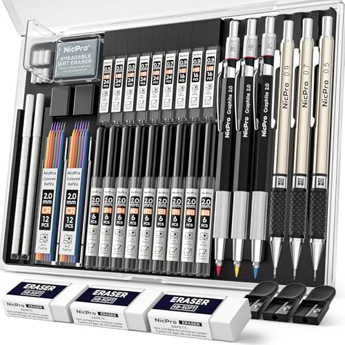 Nicpro 58 PCS Art Drawing Supplies Kit 35PCS Art Mechanical Pencil Set