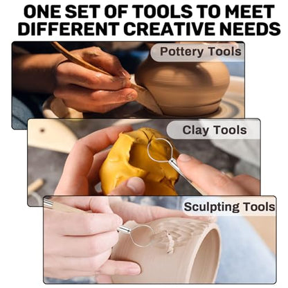 MAQIHAN Clay Tools - 23 PCS Clay Tools Sculpting Air Dry Clay Tools Pottery Tools Clay Tool Kit for Clay, Pottery, Carving, Sculpting, Ceramic, Drawing, Dotting, Molding, DIY