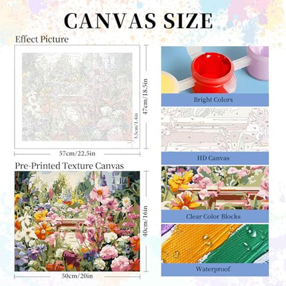 Paint by Numbers Kit for Adults, Garden Flowers Number Painting Canvas Kit - color: LBOPNFP10