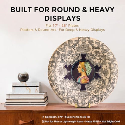 TR-LIFE 16 Inch Gold Metal Plate Stand (2 Pack) - Heavy Duty Display Stand for Extra-Large Plates, Frames, Platters and Art - size: 16 Inch