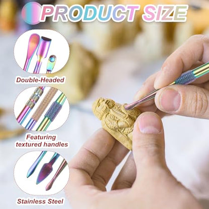 MECCANIXITY 3 Pcs Wax Carving Tools Stainless Steel Wax Carving Sculpting Tools for Modeling Shaping, Rainbow - color: Rainbow