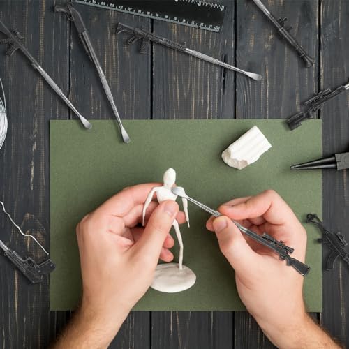 Gisafai 8 Pcs Wax Carving Tools Set 6.3 Inch Metal Gun Shape Wax Carving Tools Kit Stainless Steel Sculpting Accessories for Spoon Collector Gifts, 8 Styles(Silver and Black)