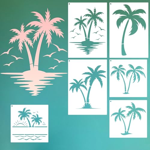 6 Pcs Large Flower Stencils for Painting, 11.81 X 8.27 Inch Flower Stencils for Crafts Reusable, Wood and Wall Stencils for Painting Large Pattern, DIY Templates Holiday Wall Paper (D) - style: D