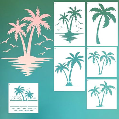 6 Pcs Large Flower Stencils for Painting, 11.81 X 8.27 Inch Flower Stencils for Crafts Reusable, Wood and Wall Stencils for Painting Large Pattern, DIY Templates Holiday Wall Paper (D) - style: D
