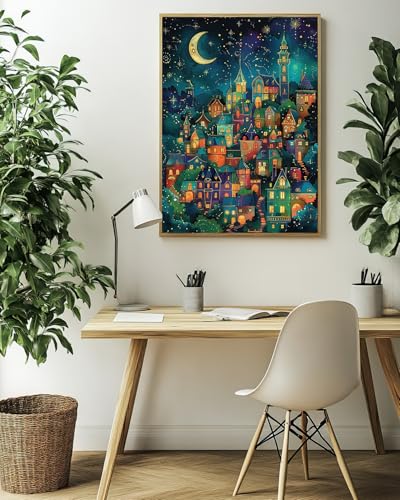 Starry Night Diamond Art Kits for Adults, Landscape Diamond Art 12X16 Inch - color: Landscape 12