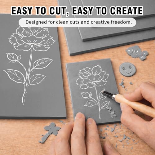 2 Pcs 9x12 Soft Linoleum Carving Block, Linocut Block for Printmaking, Gray | Engraving Art Project, Printmaking Artist Studio Supplies - color: Gray, size: 9'' x 12'' 2 Pack