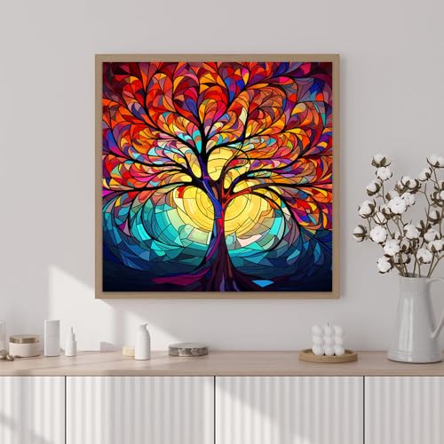 Artunion Framed Paint by Numbers Kit for Adults Beginners & Kids Ages 8-12,Tree of Life Paint by Number with Frame,Acrylic Paint by Numbers Kit on Canvas 10 * 10 Inch Without Easel - color: ZXT-190-F