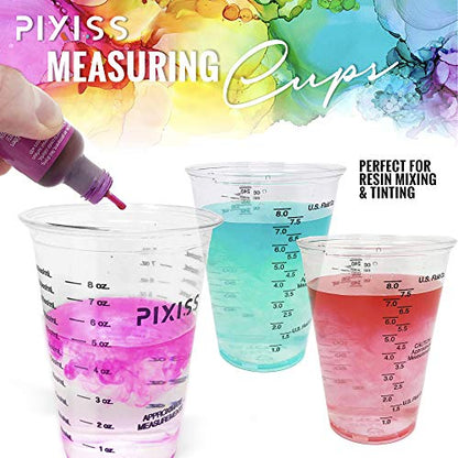 Disposable Epoxy Resin Mixing Cups (100-Pack) Clear Plastic 10-Ounce for Measuring Paint Epoxy Resin Art Supplies - Graduated Measurements in ML and OZ - size: 100x 10-ounce