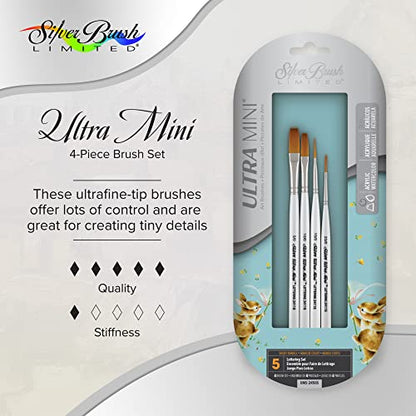 Silver Brush Limited Ultra Mini Lettering Paintbrush Set, 4pc - color: Lettering Set, size: 4 Pc