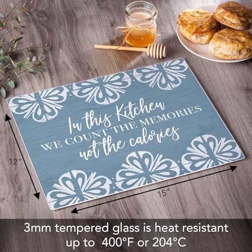 CounterArt Kitchen Memories Tempered Glass Cutting Board 12" x 15" | 3mm Thick, Serving Board, Charcuterie Board - color: Kitchen Memories