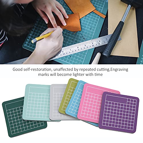 Mini Self Healing Cutting Mat Set 2.4 Inch 7 Pieces Colorful Craft Mats Non Slip Sewing Pads for Quilting Scrapbooking Paper Carving, Mint Green Matcha Gray Sky Blue