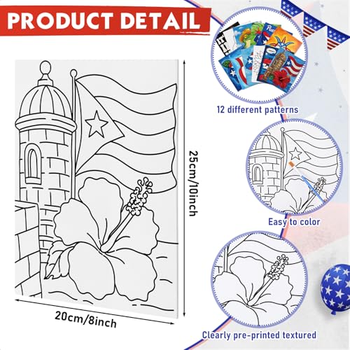 Tinlade 12 Pcs Pre Drawn Canvas for Painting Stretched,Puerto Rico - size: Puerto Rico