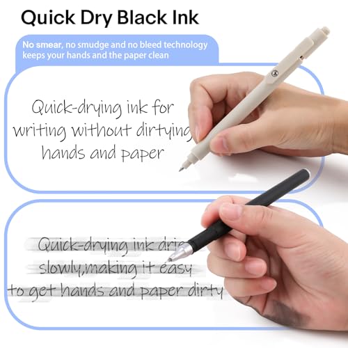 Gel Pens 0.5mm Black Ink Ballpoint Aesthetic Beige Black Gray White Fine Point Smooth Writing Pretty Cute Fancy Desk Accessories Gifts for Women Men Nurse Journaling Office School Supplies 6Pcs - color: 2Black 2Gray 2Beige-Black Ink