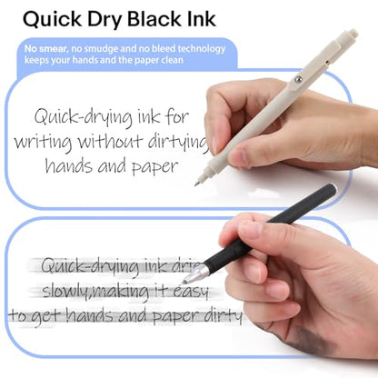 Gel Pens 0.5mm Black Ink Ballpoint Aesthetic Beige Black Gray White Fine Point Smooth Writing Pretty Cute Fancy Desk Accessories Gifts for Women Men Nurse Journaling Office School Supplies 6Pcs - color: 2Black 2Gray 2Beige-Black Ink